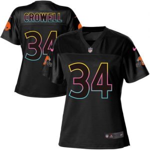 Nike Browns #34 Isaiah Crowell Black Women's NFL Fashion Game Jersey
