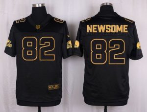 Nike Browns #82 Ozzie Newsome Black Men's Stitched NFL Elite Pro Line Gold Collection Jersey