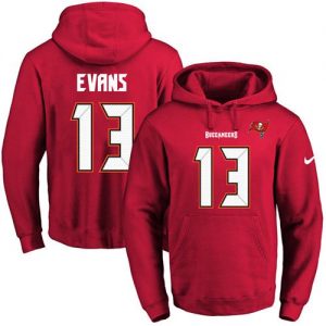 Nike Buccaneers #13 Mike Evans Red Name & Number Pullover NFL Hoodie