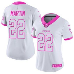 Nike Buccaneers #22 Doug Martin White Pink Women's Stitched NFL Limited Rush Fashion Jersey