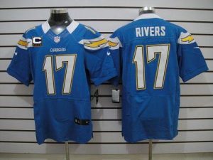 Nike Chargers #17 Philip Rivers Electric Blue Alternate With C Patch Men's Embroidered NFL Elite Jersey