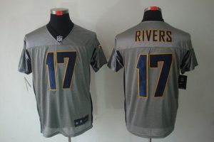 Nike Chargers #17 Philip Rivers Grey Shadow Men's Embroidered NFL Elite Jersey