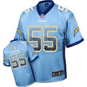 Nike Chargers #55 Junior Seau Electric Blue Alternate Men's Embroidered NFL Elite Drift Fashion Jersey