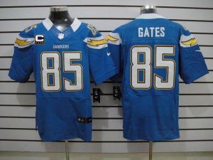 Nike Chargers #85 Antonio Gates Electric Blue Alternate With C Patch Men's Embroidered NFL Elite Jersey