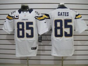 Nike Chargers #85 Antonio Gates White With C Patch Men's Embroidered NFL Elite Jersey