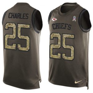 Nike Chiefs #25 Jamaal Charles Green Men's Stitched NFL Limited Salute To Service Tank Top Jersey