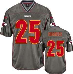 Nike Chiefs #25 Jamaal Charles Grey Men's Stitched NFL Elite Vapor Jersey