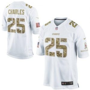 Nike Chiefs #25 Jamaal Charles White Men's Embroidered NFL Limited Salute to Service Jersey