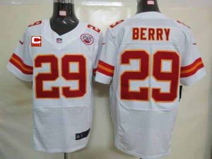 Nike Chiefs #29 Eric Berry White With C Patch Men's Embroidered NFL Elite Jersey