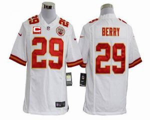 Nike Chiefs #29 Eric Berry White With C Patch Men's Embroidered NFL Game Jersey