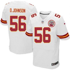 Nike Chiefs #56 Derrick Johnson White Men's Embroidered NFL Elite Jersey
