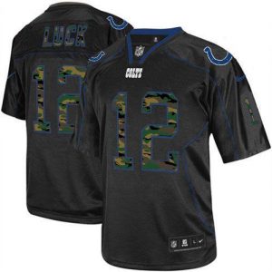 Nike Colts #12 Andrew Luck Black Men's Embroidered NFL Elite Camo Fashion Jersey