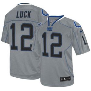 Nike Colts #12 Andrew Luck Lights Out Grey Men's Embroidered NFL Elite Jersey