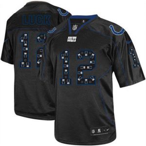 Nike Colts #12 Andrew Luck New Lights Out Black Men's Embroidered NFL Elite Jersey