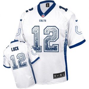 Nike Colts #12 Andrew Luck White Men's Embroidered NFL Elite Drift Fashion Jersey