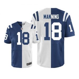 Nike Colts #18 Peyton Manning Royal Blue White Men's Stitched NFL Elite Split Jersey