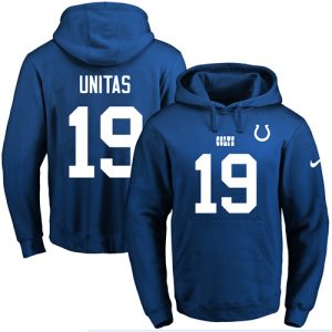 Nike Colts #19 Johnny Unitas Royal Blue Name & Number Pullover NFL Hoodie