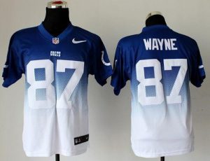 Nike Colts #87 Reggie Wayne Royal Blue White Men's Embroidered NFL Elite Fadeaway Fashion Jersey