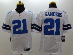 Nike Cowboys #21 Deion Sanders White Men's Stitched NFL Elite Jersey