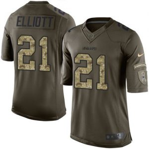 Nike Cowboys #21 Ezekiel Elliott Green Men's Stitched NFL Limited Salute To Service Jersey