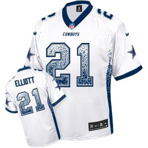 Nike Cowboys #21 Ezekiel Elliott White Men's Stitched NFL Elite Drift Fashion Jersey