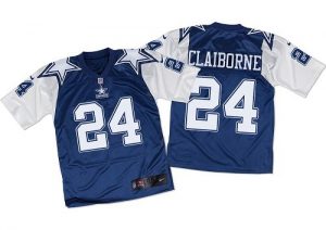 Nike Cowboys #24 Morris Claiborne Navy Blue White Throwback Men's Stitched NFL Elite Jersey