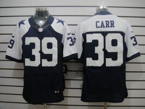 Nike Cowboys #39 Brandon Carr Navy Blue Thanksgiving Throwback Men's Embroidered NFL Elite Jersey
