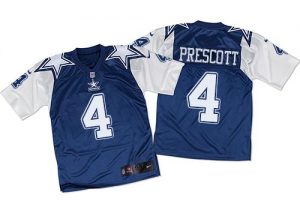 Nike Cowboys #4 Dak Prescott Navy Blue White Throwback Men's Stitched NFL Elite Jersey