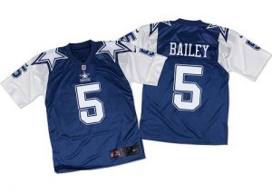 Nike Cowboys #5 Dan Bailey Navy Blue White Throwback Men's Stitched NFL Elite Jersey
