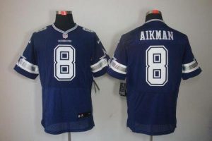 Nike Cowboys #8 Troy Aikman Navy Blue Team Color Men's Embroidered NFL Elite Jersey
