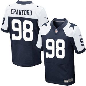 Nike Cowboys #98 Tyrone Crawford Navy Blue Thanksgiving Throwback Men's Stitched NFL Elite Jersey