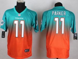 Nike Dolphins #11 DeVante Parker Aqua Green Orange Men's Stitched NFL Elite Fadeaway Fashion Jersey