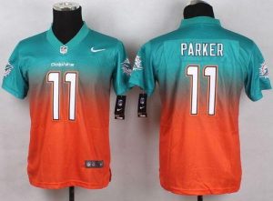 Nike Dolphins #11 DeVante Parker Aqua Green Orange Youth Stitched NFL Elite Fadeaway Fashion Jersey