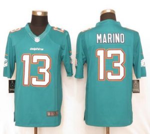 Nike Dolphins #13 Dan Marino Aqua Green Team Color Men's Stitched NFL Limited Jersey