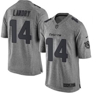 Nike Dolphins #14 Jarvis Landry Gray Men's Stitched NFL Limited Gridiron Gray Jersey