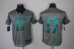 Nike Dolphins #17 Ryan Tannehill Grey Shadow Men's Embroidered NFL Elite Jersey
