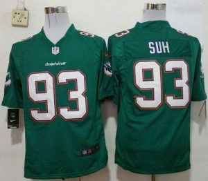 Nike Dolphins #93 Ndamukong Suh Aqua Green Team Color Men's Stitched NFL Game Jersey