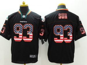 Nike Dolphins #93 Ndamukong Suh Black Men's Stitched NFL Elite USA Flag Fashion Jersey