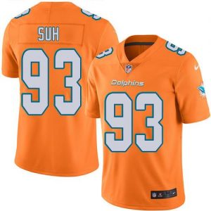 Nike Dolphins #93 Ndamukong Suh Orange Men's Stitched NFL Limited Rush Jersey