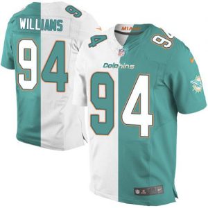 Nike Dolphins #94 Mario Williams Aqua Green White Men's Stitched NFL Elite Split Jersey