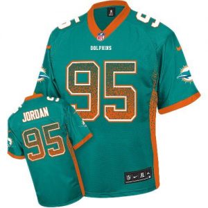 Nike Dolphins #95 Dion Jordan Aqua Green Team Color Men's Embroidered NFL Elite Drift Fashion Jersey
