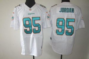Nike Dolphins #95 Dion Jordan White Men's Embroidered NFL Elite Jersey