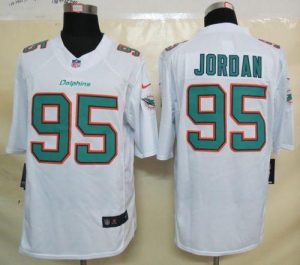 Nike Dolphins #95 Dion Jordan White Men's Embroidered NFL Limited Jersey
