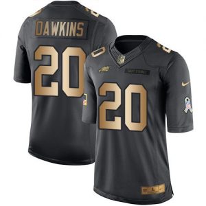 Nike Eagles #20 Brian Dawkins Black Men's Stitched NFL Limited Gold Salute To Service Jersey