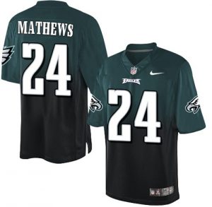 Nike Eagles #24 Ryan Mathews Midnight Green Black Men's Stitched NFL Elite Fadeaway Fashion Jersey