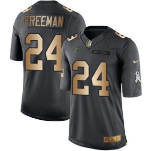Nike Falcons #24 Devonta Freeman Black Men's Stitched NFL Limited Gold Salute To Service Jersey