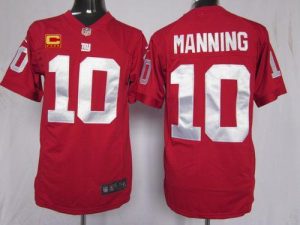 Nike Giants #10 Eli Manning Red Alternate With C Patch Men's Embroidered NFL Game Jersey