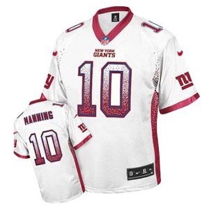 Nike Giants #10 Eli Manning White Men's Embroidered NFL Elite Drift Fashion Jersey