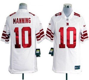 Nike Giants #10 Eli Manning White Men's Embroidered NFL Game Jersey