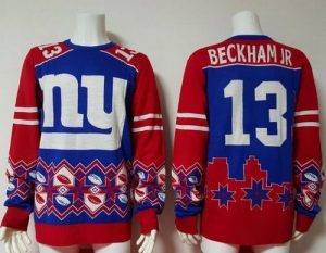 Nike Giants #13 Odell Beckham Jr Royal Blue Red Men's Ugly Sweater